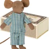 Maileg Big Brother Maus mit Pyjama in Streichholzschachtel