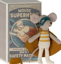 Maileg Superhelden-Maus kleiner Bruder in Streichholzschachtel