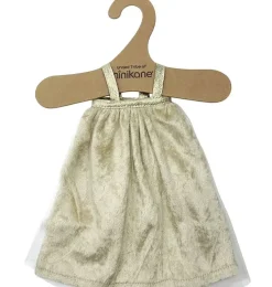 Minikane Amigas Puppenkleid Samt gold mit Minikane Kleiderbügel
