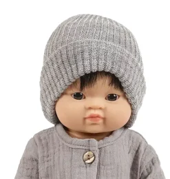 Minikane Gordi-Puppen und Bambinis graue Strickmütze Marius