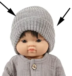Minikane Gordi-Puppen und Bambinis graue Strickmütze Marius