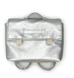 Minikane-Schultasche für die Gordi-Puppen / silbernes Kunstleder