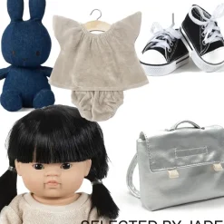 Minikane-Schultasche für die Gordi-Puppen / silbernes Kunstleder